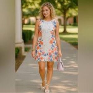 Feratelli Floral Lace White Sleeveless Mini Dress Large